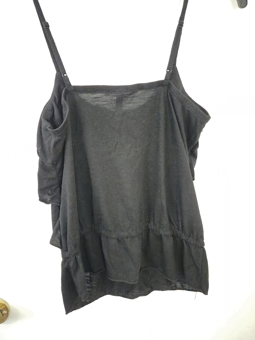 Xhilaration Y2K Black Tiered Ruffle Cami Top Smocked Waist Fairycore Coquette - Picture 2 of 7